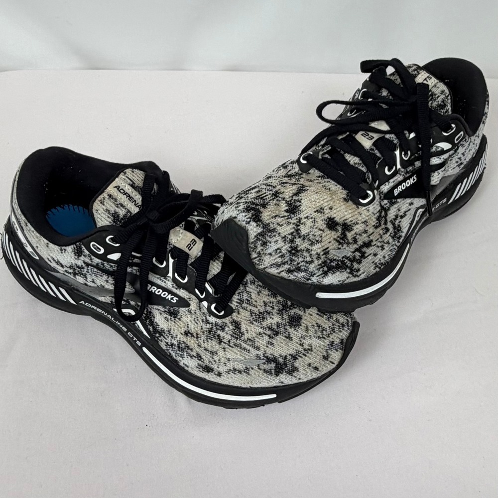 Brooks Adrenaline GTS 23 Running Shoes Womens 7.5 Black White Marble 1203811B135